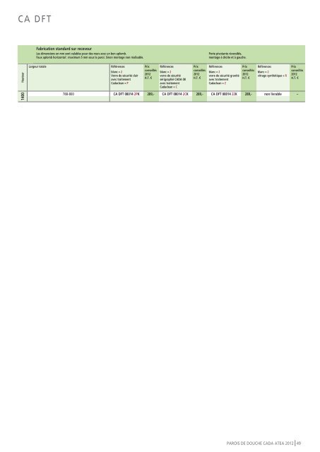 TARIF CADA/ATEA 2012 - Roth France