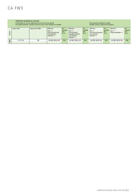 TARIF CADA/ATEA 2012 - Roth France