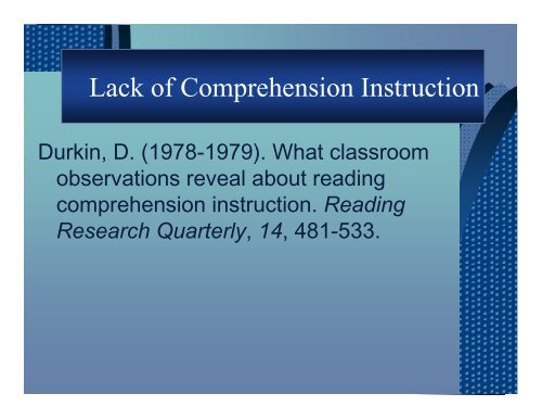 Teaching Comprehension