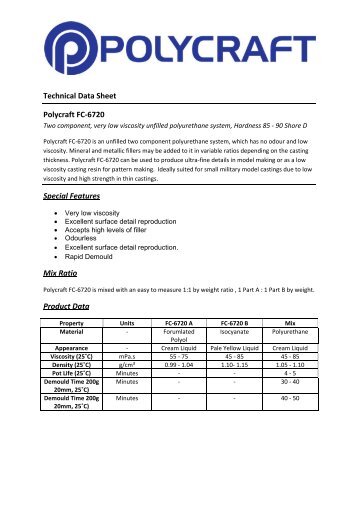Technical Data Sheet Polycraft FC-6720 Special Features Mix Ratio ...