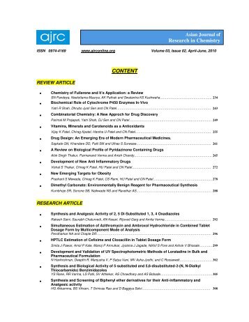 CONTENT Research in Chemistry - Asian Journal of Research in ...