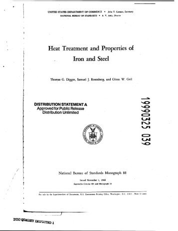 Heat Treatment and Properties of Iron and Steel