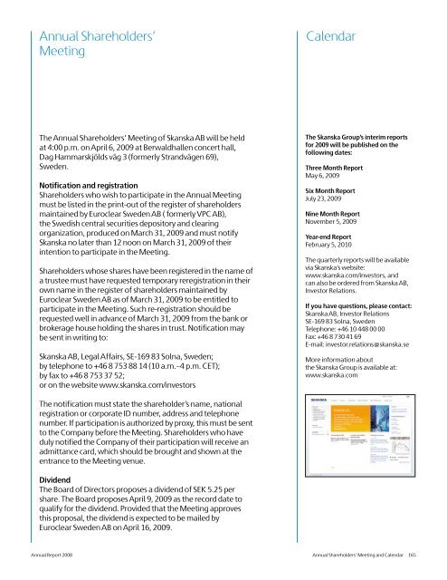 Annual Report 2008 - Skanska