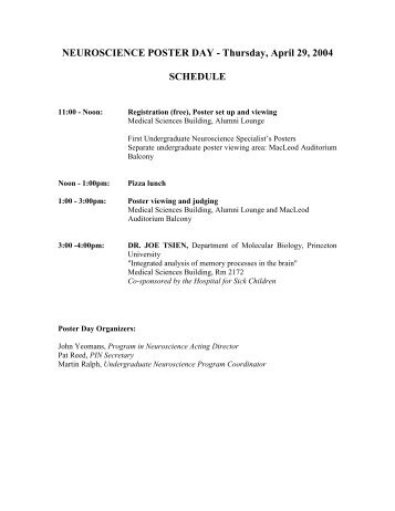 2004 Neurocience Poster Day - Program in Neuroscience ...