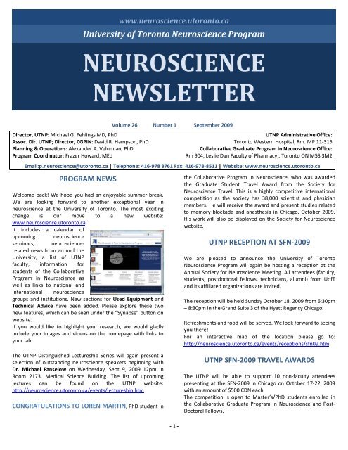 Vol.26 Num - Program in Neuroscience, University of Toronto