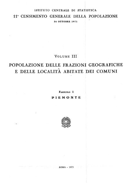 popolazione delle frazioni geografiche e delle localitÃ  abitate ... - Istat