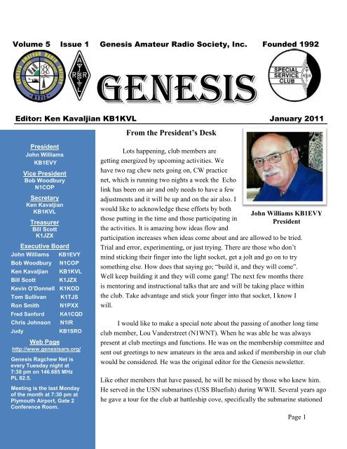 From the President's Desk - Genesis Amateur Radio Society