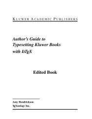 Author's Guide to Typesetting Kluwer Books with LATEX Edited Book