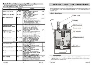 The GD-04 âDavidâ GSM communicator - Jablotron