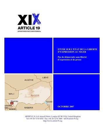 Etude sur l'etat de la liberte d'expression au Niger - Article 19
