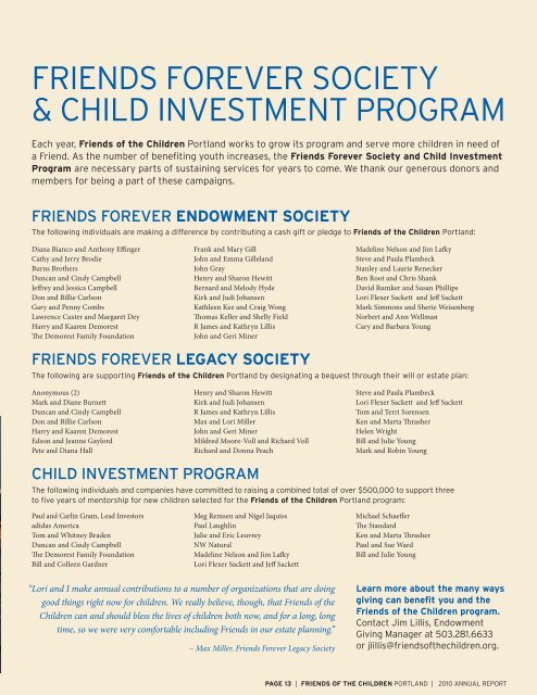 2010 Annual Report - Friends of the Children