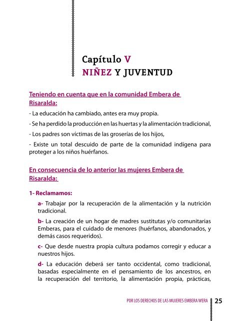 Mandato del II Encuentro de Mujeres IndÃ­genas Embera ChamÃ­ y del ...