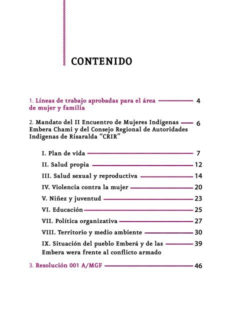 Mandato del II Encuentro de Mujeres IndÃ­genas Embera ChamÃ­ y del ...