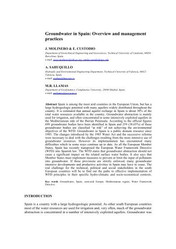 Groundwater in Spain: Overview and management practices