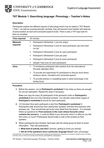 Describing language: Phonology â Teacher's Notes - Finchpark