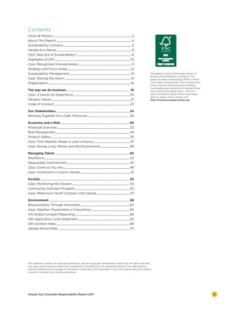 Vaisala Corporate Responsibility Report 2011