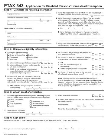 PTAX-343 Application for Disabled Persons' Homestead Exemption