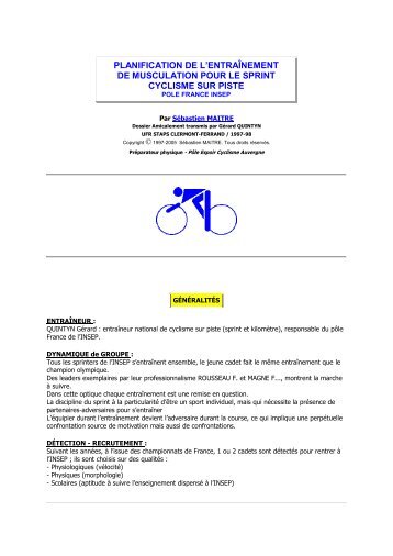 PLANIFICATION DE L'ENTRAÃNEMENT - Haut et Fort