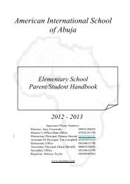 TABLE OF CONTENTS - American International School, Abuja