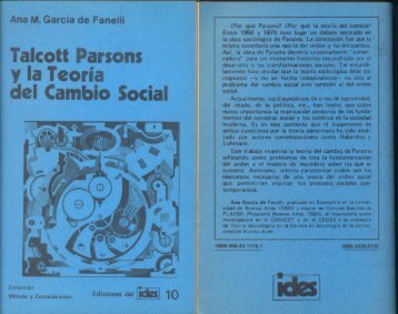 Ediciones del IDES NÂº 10, Talcott Parsons y la teorÃ­a del cambio ...