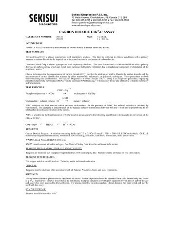 CARBON DIOXIDE L3KÃ‚Â®-C ASSAY Ã¢Â†Â’ Ã¢Â†Â’ - Sekisui Diagnostics