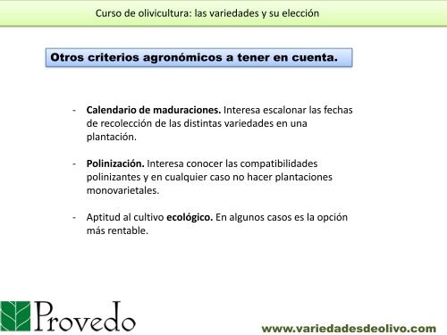 Curso de olivicultura. Las variedades del olivo