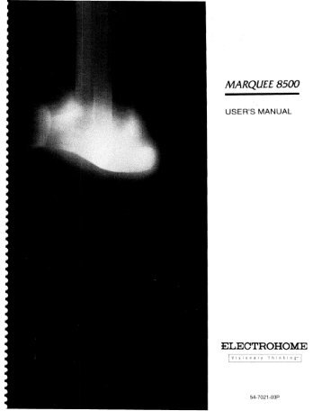 Electrohome Marquee 8500 User Manual - CurtPalme.com
