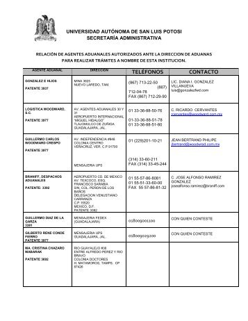 Agentes aduanales autorizados - Universidad AutÃ³noma de San ...