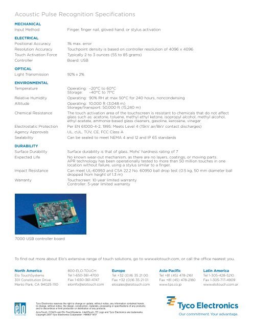 APR - Datasheet (English/U.S.) for Acoustic Pulse Recognition ...