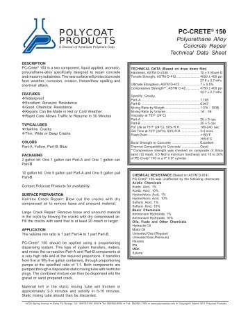 PC-CreteÂ® 150 - Polycoat Products