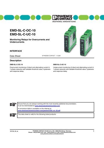 Data Sheet DB EN EMD-SL-C-OC-10/UC-10 - IEC Supply, LLC