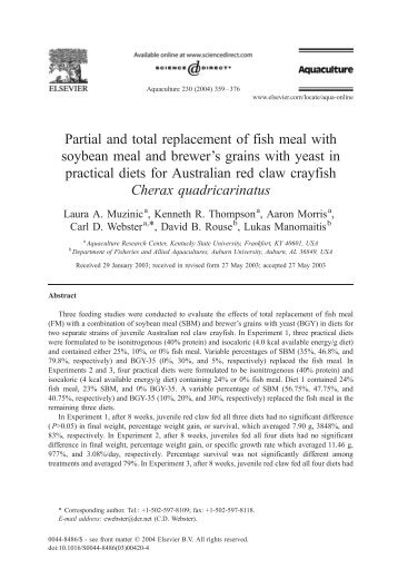 Partial and total replacement of fish meal with soybean meal and ...