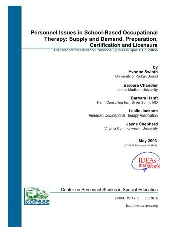 Personnel Issues in School-Based Occupational Therapy - copsse