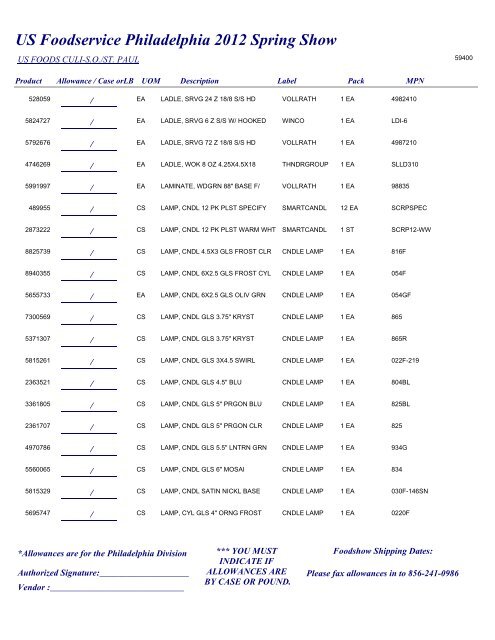 US Foodservice Philadelphia 2012 Spring Show - Foodshows