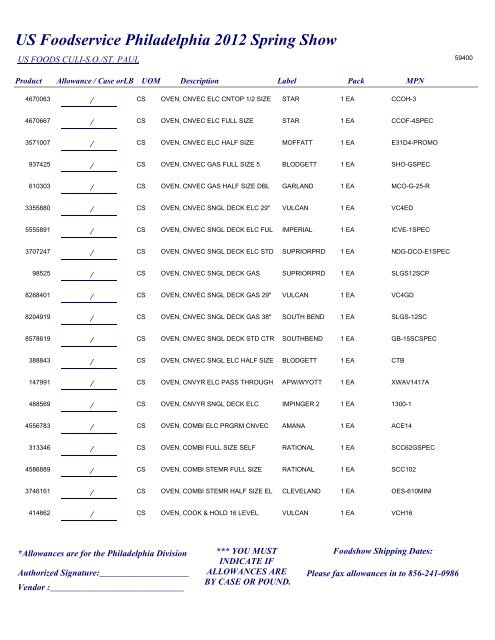 US Foodservice Philadelphia 2012 Spring Show - Foodshows