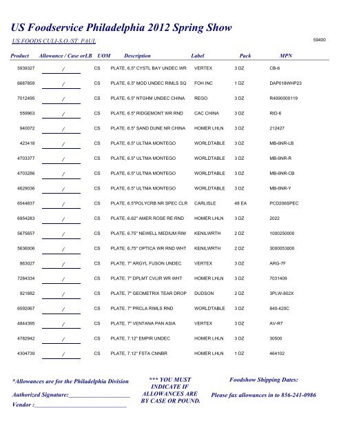 US Foodservice Philadelphia 2012 Spring Show - Foodshows