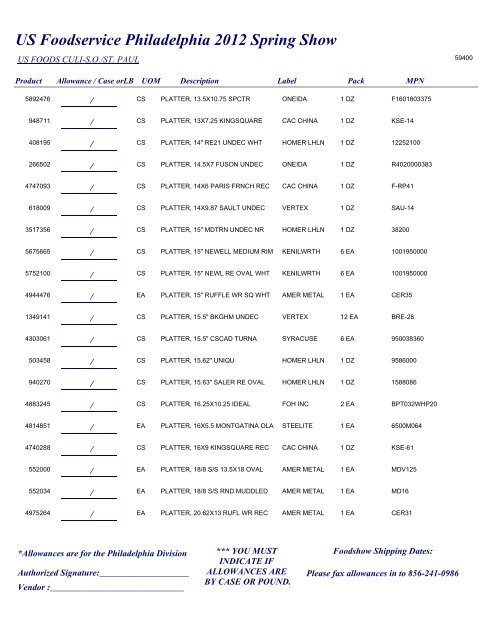 US Foodservice Philadelphia 2012 Spring Show - Foodshows