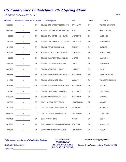 US Foodservice Philadelphia 2012 Spring Show - Foodshows