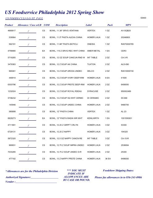 US Foodservice Philadelphia 2012 Spring Show - Foodshows