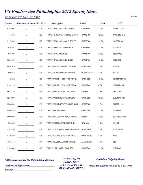 US Foodservice Philadelphia 2012 Spring Show - Foodshows