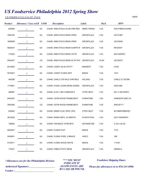 US Foodservice Philadelphia 2012 Spring Show - Foodshows