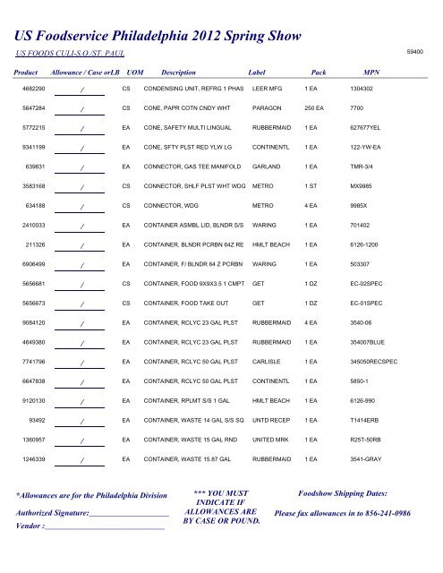 US Foodservice Philadelphia 2012 Spring Show - Foodshows