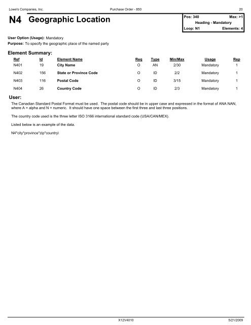 850 Purchase Order - LowesLink