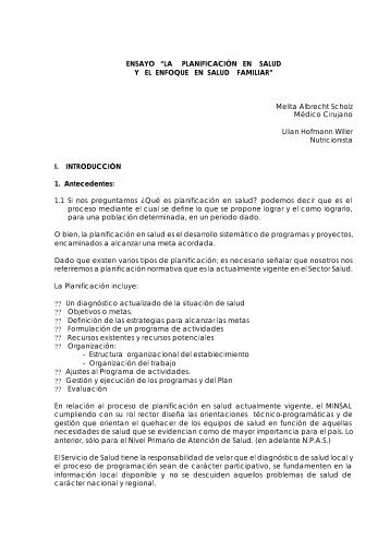 Ensayo âla planificaciÃ³n en salud y el enfoque en salud familiarâ