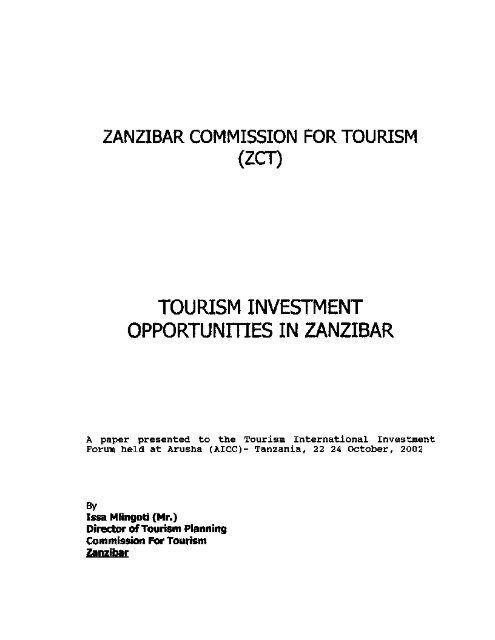 zanzibar commission for tourism (zcu - Tanzania Online Gateway