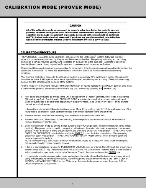 LectroCount3 Calibration Procedures Addendum - Liquid Controls