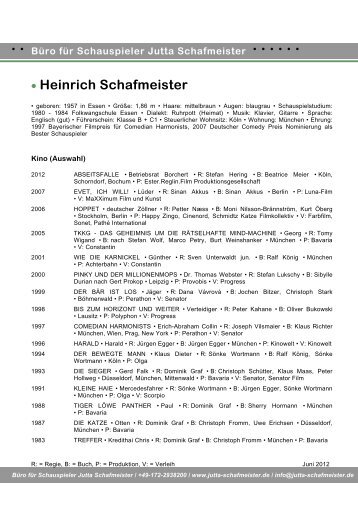 â¢ Heinrich Schafmeister - BÃ¼ro fÃ¼r Schauspieler Jutta Schafmeister