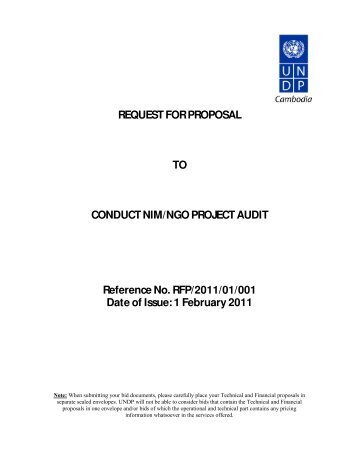 REQUEST FOR PROPOSAL TO CONDUCT NIM/NGO PROJECT ...