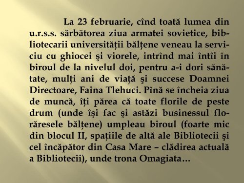 Faina TLEHUCI - Biblioteca ÅtiinÅ£ificÄ a UniversitÄÅ£ii de Stat