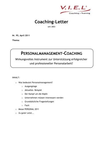 Personalmanagement-Coaching - V.I.E.L Coaching + Training